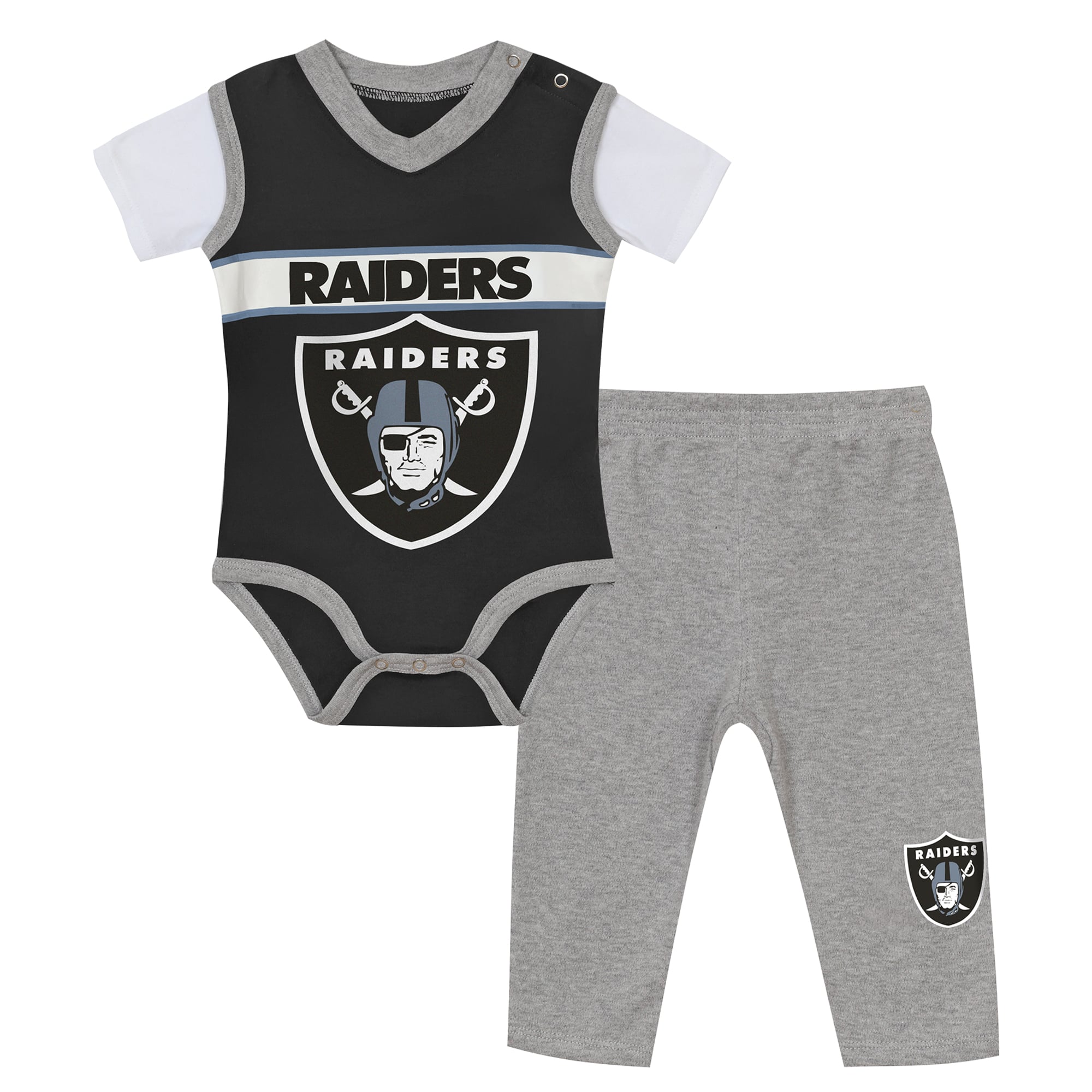 Ensemble body et pantalon deux pièces pour bébé Outerstuff noir/gris chiné Las Vegas Raiders